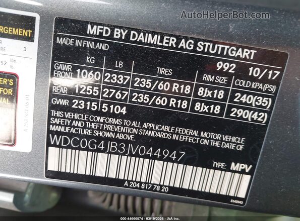 WDC0G4JB3JV044947 2018 MERCEDES-BENZ GLC 300 Gray ძრავის განყოფილების ხედი