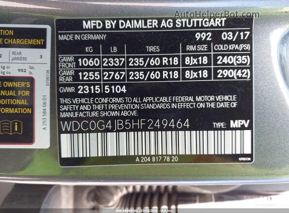 WDC0G4JB5HF249464 2017 MERCEDES-BENZ GLC 300 Gray Вид підкапотного простору