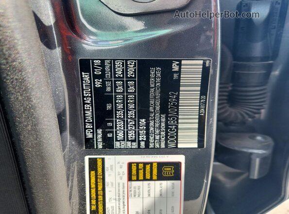 WDC0G4JB5JV075942 2018 MERCEDES-BENZ GLC-CLASS Gray Вид наклейки з VIN-кодом