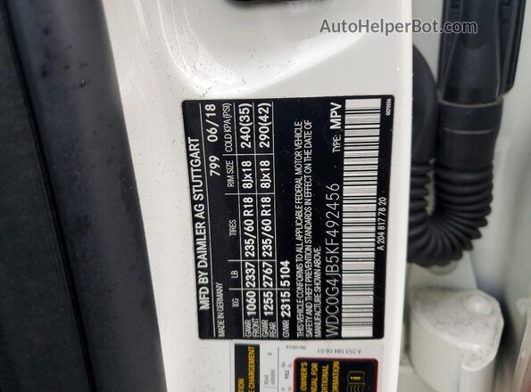 WDC0G4JB5KF492456 2019 MERCEDES-BENZ GLC-CLASS White 