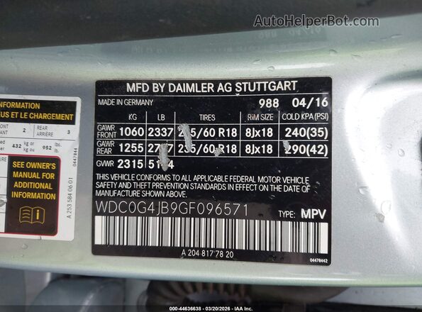 WDC0G4JB9GF096571 2016 MERCEDES-BENZ GLC 300 Silver Widok komory silnika