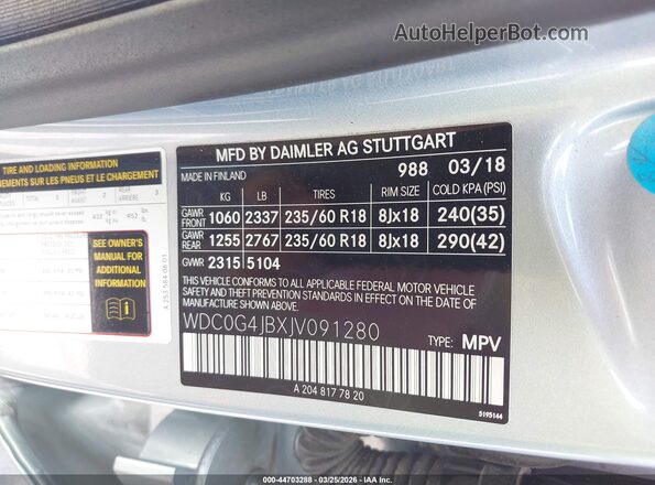 WDC0G4JBXJV091280 2018 MERCEDES-BENZ GLC 300 Light Blue 