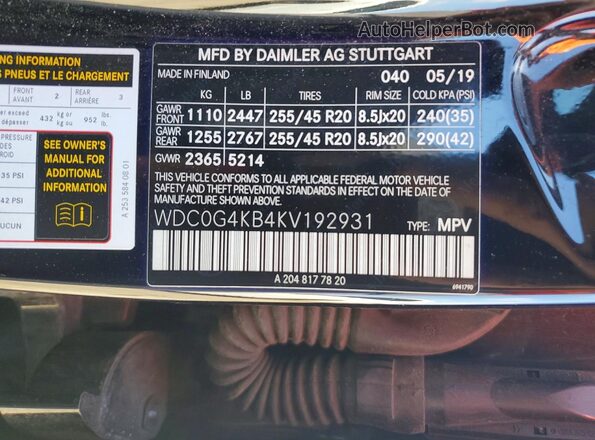 WDC0G4KB4KV192931 2019 MERCEDES-BENZ GLC-CLASS Black 