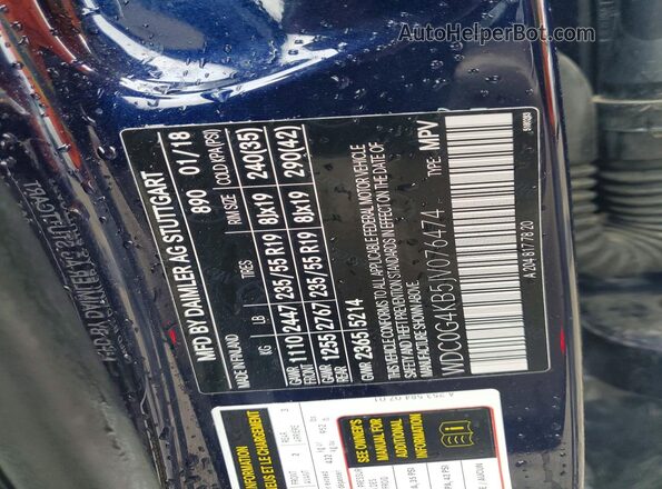 WDC0G4KB5JV076474 2018 MERCEDES-BENZ GLC-CLASS Blue ძრავის განყოფილების ხედი