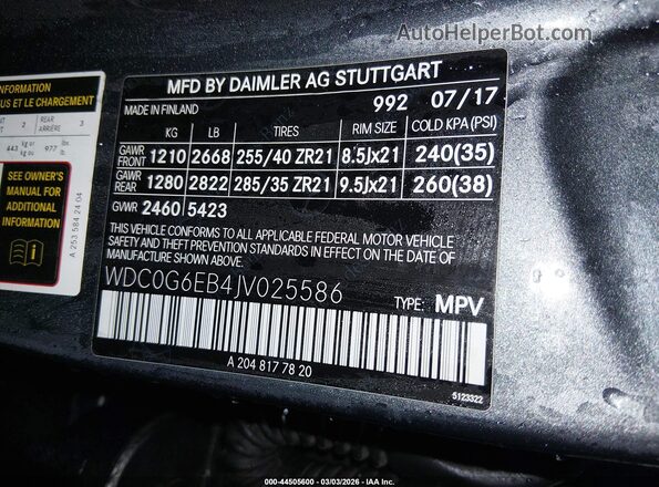 WDC0G6EB4JV025586 2018 MERCEDES-BENZ AMG GLC 43 Gray Widok komory silnika