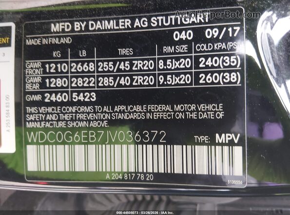 WDC0G6EB7JV036372 2018 MERCEDES-BENZ AMG GLC 43 Black Engine compartment view