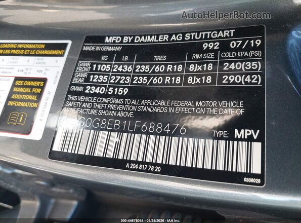 WDC0G8EB1LF688476 2020 MERCEDES-BENZ GLC 300 Gray ძრავის განყოფილების ხედი