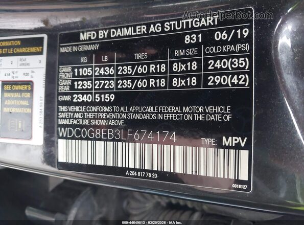 WDC0G8EB3LF674174 2020 MERCEDES-BENZ GLC 300 Dark Blue Вид підкапотного простору