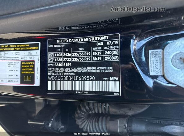 WDC0G8EB4LF689590 2020 MERCEDES-BENZ GLC 300 Black Engine compartment view