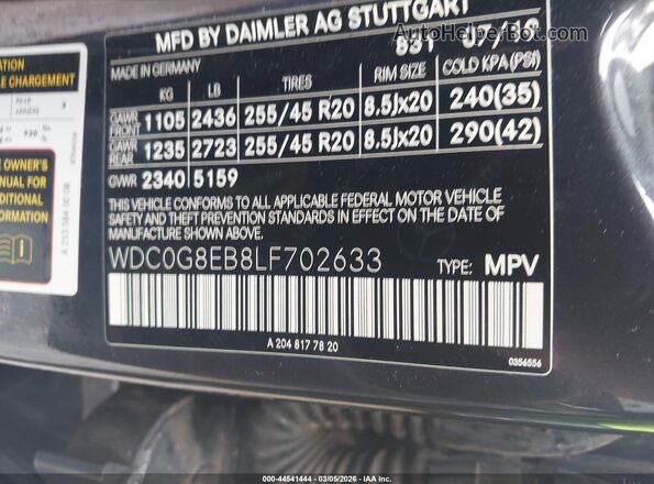 WDC0G8EB8LF702633 2020 MERCEDES-BENZ GLC 300 Black Vista del compartimento del motor