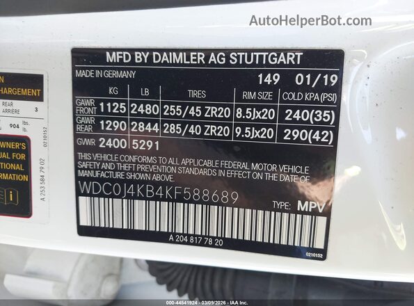 WDC0J4KB4KF588689 2019 MERCEDES-BENZ GLC 300 COUPE White Widok komory silnika