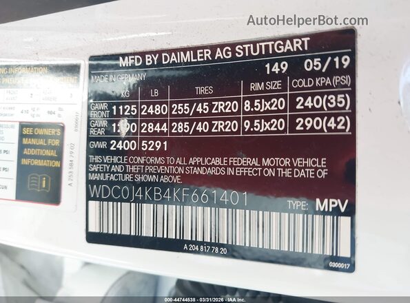 WDC0J4KB4KF661401 2019 MERCEDES-BENZ GLC 300 COUPE White Vista del compartimento del motor