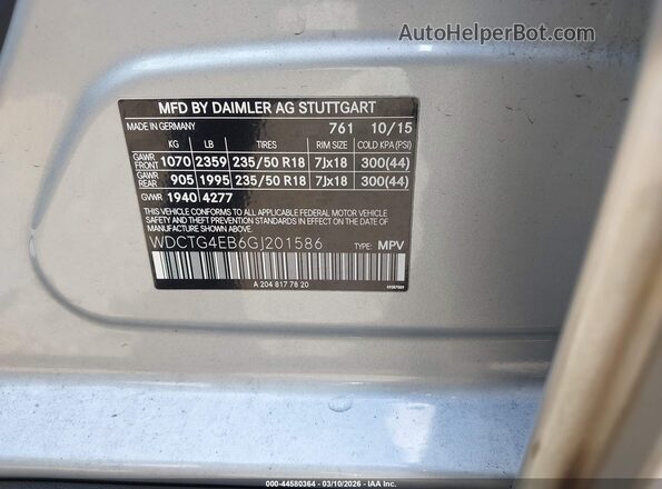 WDCTG4EB6GJ201586 2016 MERCEDES-BENZ GLA 250 Silver Engine compartment view