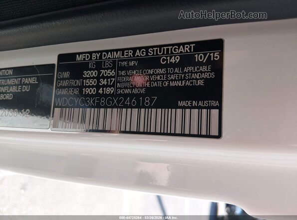 WDCYC3KF8GX246187 2016 MERCEDES-BENZ G 550 White Շարժիչի բաժամունքի տեսք