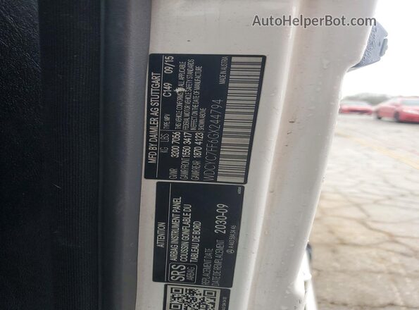 WDCYC7FF6GX244794 2016 MERCEDES-BENZ G-CLASS White VIN კოდის სტიკერის ხედი