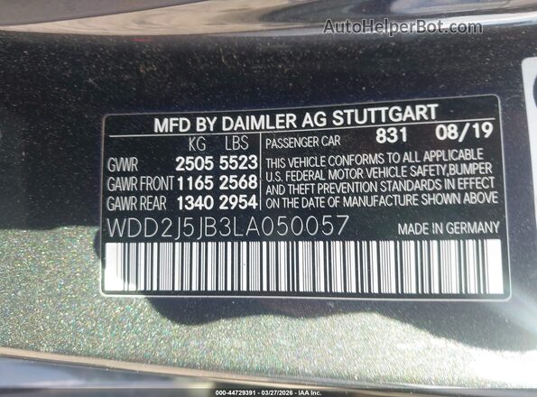 WDD2J5JB3LA050057 2020 MERCEDES-BENZ CLS-CLASS Gray Engine compartment view
