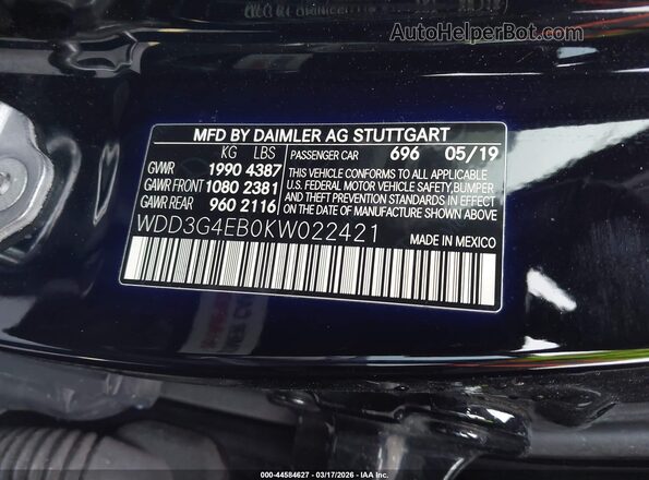 WDD3G4EB0KW022421 2019 MERCEDES-BENZ A 220 Black Вид підкапотного простору