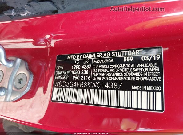 WDD3G4EB8KW014387 2019 MERCEDES-BENZ A 220 Red Widok komory silnika