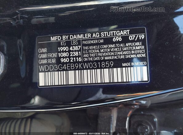 WDD3G4EB9KW031859 2019 MERCEDES-BENZ A 220 Black Widok komory silnika