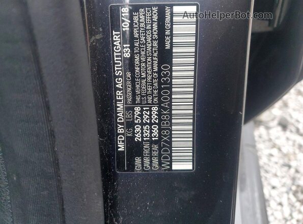 WDD7X8JB8KA001330 2019 MERCEDES-BENZ AMG Black VIN sticker view