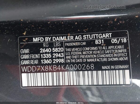 WDD7X8KB4KA000268 2019 MERCEDES-BENZ AMG GT 63 4-DOOR COUPE Black Widok komory silnika
