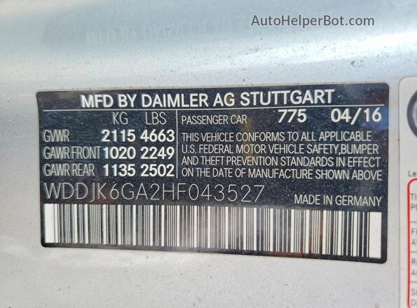 WDDJK6GA2HF043527 2017 MERCEDES-BENZ SL Silver Widok komory silnika
