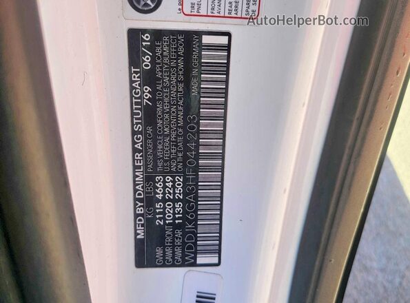 WDDJK6GA3HF044203 2017 MERCEDES-BENZ SL White უკანა სავარძლების ხედი