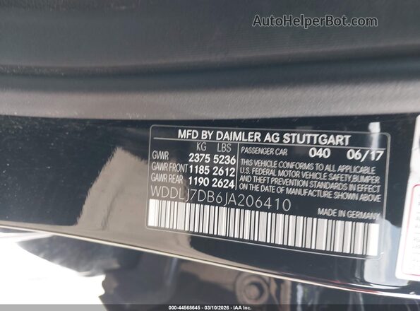 WDDLJ7DB6JA206410 2018 MERCEDES-BENZ CLS-CLASS Black Widok komory silnika