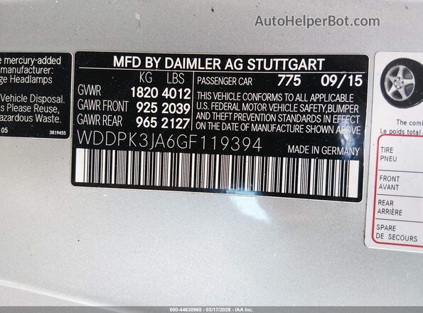 WDDPK3JA6GF119394 2016 MERCEDES-BENZ SLK 300 Серебряный Вид подкапотного пространства