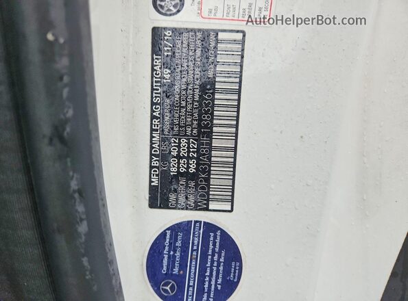 WDDPK3JA8HF138336 2017 MERCEDES-BENZ SLC White Widok naklejki z numerem VIN