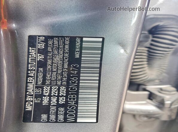 WDDSJ4EB1GN361473 2016 MERCEDES-BENZ B-CLASS Серебряный Вид наклейки с VIN-кодом