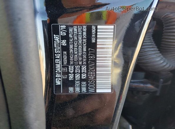 WDDSJ4EB2KN718717 2019 MERCEDES-BENZ CLA-CLASS Black Vista de la etiqueta del VIN
