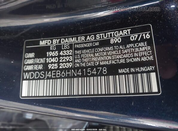 WDDSJ4EB6HN415478 2017 MERCEDES-BENZ CLA 250 Dark Blue 