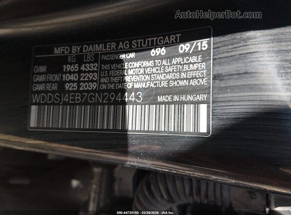 WDDSJ4EB7GN294443 2016 MERCEDES-BENZ CLA 250 Black Вид підкапотного простору