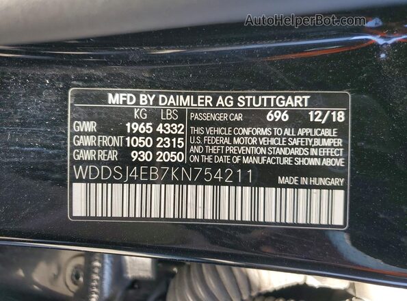 WDDSJ4EB7KN754211 2019 MERCEDES-BENZ CLA-CLASS Black Engine compartment view