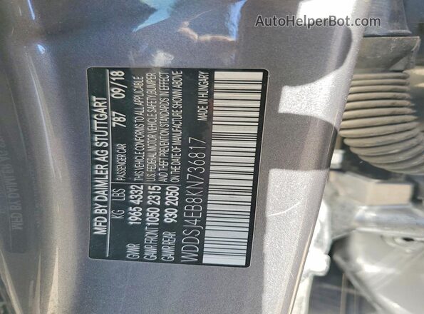 WDDSJ4EB8KN736817 2019 MERCEDES-BENZ CLA-CLASS Серый Вид подкапотного пространства