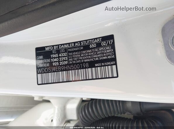WDDSJ4EB9HN500198 2017 MERCEDES-BENZ CLA 250 White 