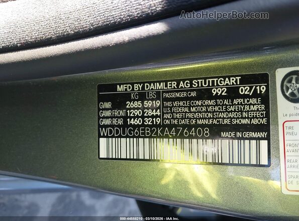 WDDUG6EB2KA476408 2019 MERCEDES-BENZ S-CLASS Серый Вид подкапотного пространства