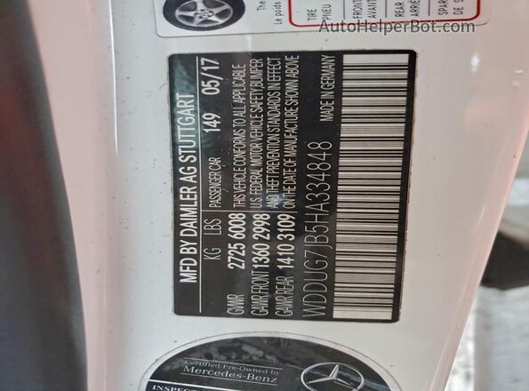 WDDUG7JB5HA334848 2017 MERCEDES-BENZ S White Շարժիչի բաժամունքի տեսք