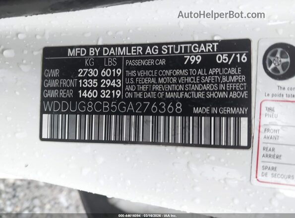 WDDUG8CB5GA276368 2016 MERCEDES-BENZ S-CLASS White Vista del compartimento del motor