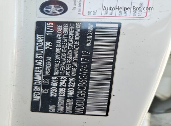WDDUG8CB6GA241712 2016 MERCEDES-BENZ S White ძრავის განყოფილების ხედი