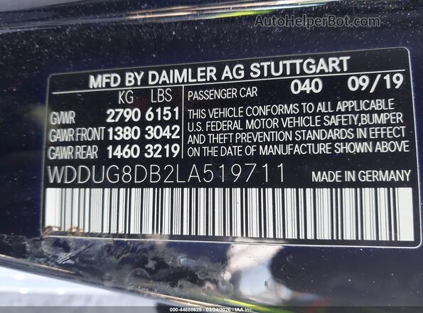 WDDUG8DB2LA519711 2020 MERCEDES-BENZ S-CLASS Black Вид підкапотного простору