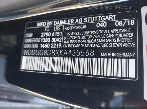 WDDUG8DBXKA435568 2019 MERCEDES-BENZ S-CLASS Black Вид підкапотного простору