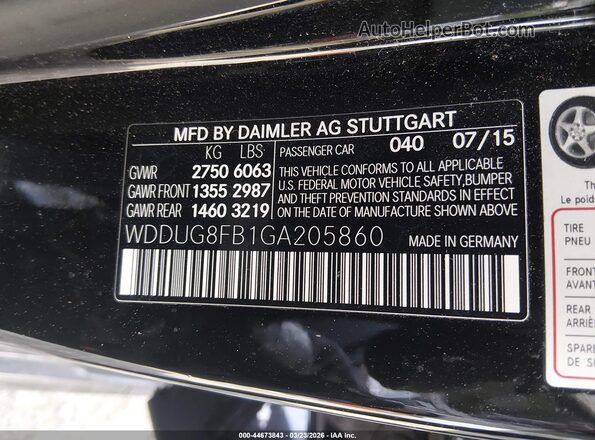 WDDUG8FB1GA205860 2016 MERCEDES-BENZ S-CLASS Черный Вид подкапотного пространства