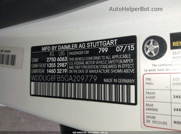 WDDUG8FB5GA209779 2016 MERCEDES-BENZ S-CLASS White Вид підкапотного простору