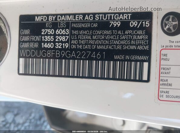 WDDUG8FB9GA227461 2016 MERCEDES-BENZ S-CLASS White 