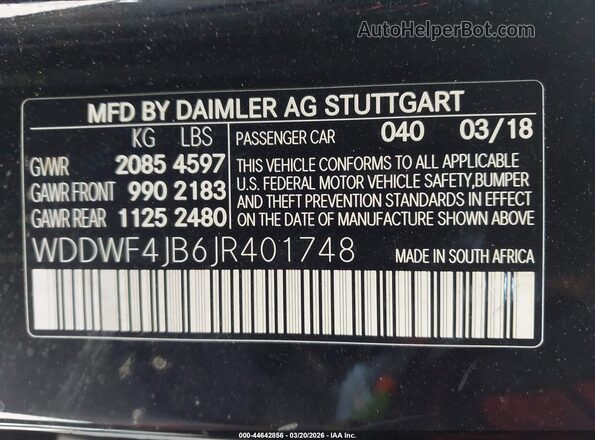 WDDWF4JB6JR401748 2018 MERCEDES-BENZ C-CLASS Black Вид підкапотного простору