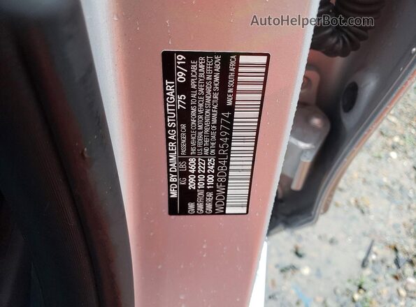 WDDWF8DB4LR549774 2020 MERCEDES-BENZ C Silver VIN კოდის სტიკერის ხედი