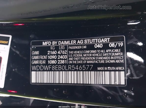 WDDWF8EB0LR546577 2020 MERCEDES-BENZ C-CLASS Black 