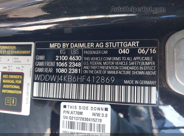 WDDWJ4KB6HF412869 2017 MERCEDES-BENZ C-CLASS Black 